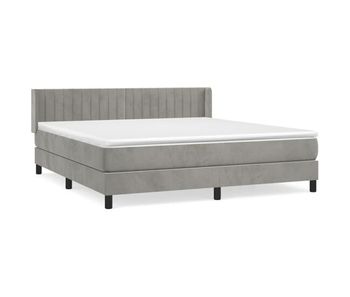 Cama box spring con colchón terciopelo gris claro 160x200 cm rayas verticales
