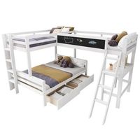 litera de 90 x 200 cm - con cajones - cama infantil multifuncional - pino - blanco