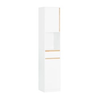 Armario alto para baño con 1 cajón y 2 puertas blanco