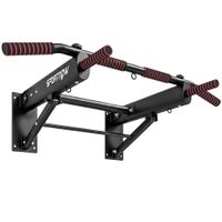 sportnow barra de dominadas para pared plegable con 3 anillas para bandas de resistencia agarres antideslizantes capacidad 120 kg negro   aosom espana