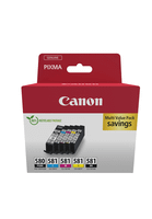 canon cartucho pack 5 colores pgi580bk  cli581cmyk multi ecopack - sec con alarma