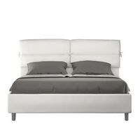 cama con somier acolchada 160x210 cuero sintetico blanco nandy
