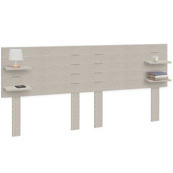 Dhome Cabecero Con Estantes De Madera Reciclada Dm Colgante Pared Estilo Palet Horizontal Con Patas Dual Dividido En 2 Piezas Cama 145/150 Vintage Nordico (220cm Dual, Espigas Beige)