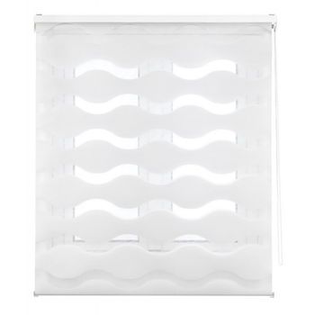 Estoralis - Estor Enrollable Noche Y Dia | Doble Tejido | Ondas 125 X 180 Cm (ancho/alto) Tamaño Tela 122 X 175 Cm | Jeor Blanco