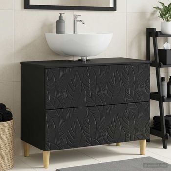Vidaxl Mueble De Lavabo Para Baño Delft Negro 82 X 41 X 59 Cm