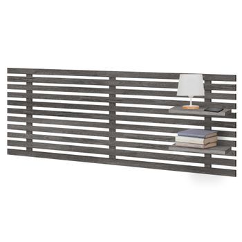 Dhome Cabecero Con Estantes De Madera Reciclada Dm Colgante Pared Estilo Palet Japones 135x46cm Cama Vintage Nordico (135cm, Ceniza Madera)