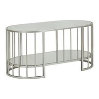 mesa de centro de metal plateado y cristal cm 90x50x45