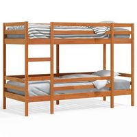 cama individual  litera de madera maciza de pino marron cera 90x190 cm