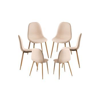 Pack 6 Sillas Teok Tela De Tela 84*39*42 Cm - Beige