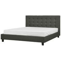 cama con somier de poliester gris oscuro 180 x 200 cm abotonado la rochelle