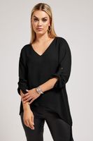 yours london blusa negra con bajo asimetrico mujer curvy y tallas grandes yours london