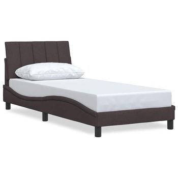 Estructura De Cama Sin Colchón Hanko Tela Marrón Oscuro 90x190 Cm Vidaxl
