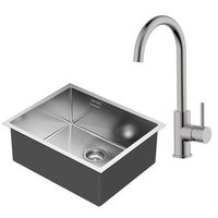 kibath pack fregadero  grifo monomando solut acabado cepillado fabricado en acero inoxidable