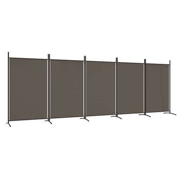 Biombo Divisor De 5 Paneles De Tela Gris Antracita 433x180 Cm Vidaxl
