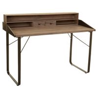 escritorio de madera y metal marron 130x60x95h cm