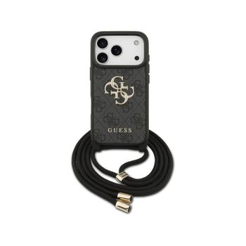 Guess Funda Para Iphone 17 Pro – Carcasa De Pu Negra Con Logo 4g Y Correa Con Cordón, Diseño Práctico Y Ajuste Preciso