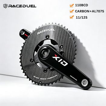 RACEDUEL 110BCD Plato de Bicicleta 50-34T 52-36T 53-39T 54-40T Corona de Bielas de Fibra de Carbono para Bicicleta de Carretera 11/12S