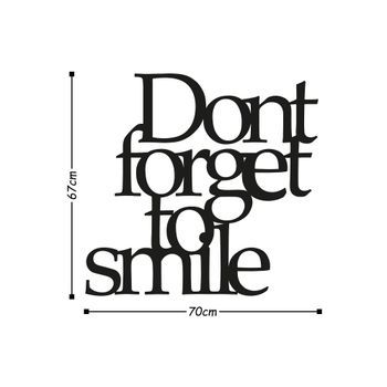 Decoración Pared De Metal Dont Forget To Smile Negro 70x67 Cm