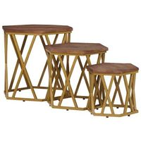 mesas de centro marron 55 x 55 x 50 cm madera de mango maciza