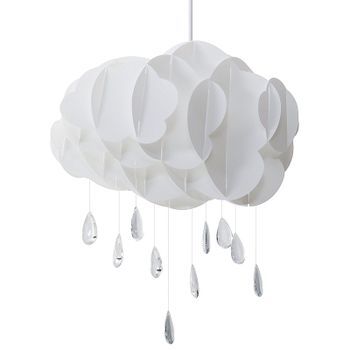 Lámpara Colgante Nube Flotante Blanca Gotas De Lluvia De Cristal Luz De Habitación Para Niños Ailenne