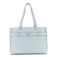bolso de compras efecto piel martillada con motivo de cinturon y accesorio con logotipo sky