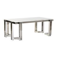 mesa centro acero cristal 120x60x45 simil marmol