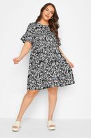 yours vestido tunica corto estampado en blanco y negro mujer curvy y tallas grandes yours