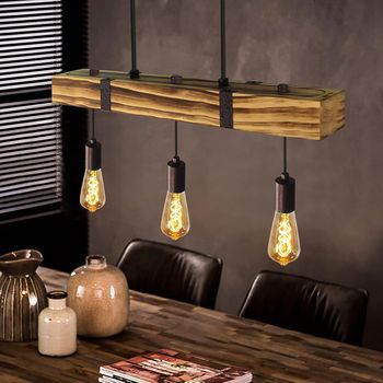 Nettlife Lámpara Colgante Comedor Mesa De Comedor Madera Vintage E27 Lámpara Colgante 61 Cm Industrial
