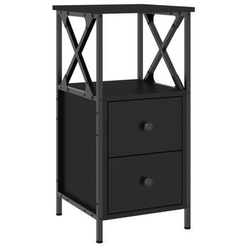 Mesita De Noche Madera Contrachapada Negra 34x35,5x70 Cm Vidaxl