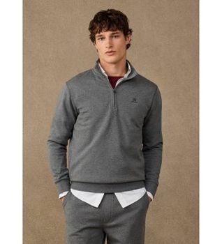 Hackett London para hombre. HM5800195 sudadera algodón con cremallera y logo gris (L), Casual