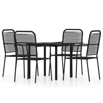 Juego De Comedor De Jardín 5 Uds | Conjunto Mueble Jardin Mesa Y Sillas Negro
