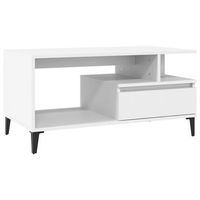 mesa de centro con cajon y compartimento abierto diseno moderno y contemporaneo 90 x 49 x 45 cm madera de ingenieria blanca dec037989
