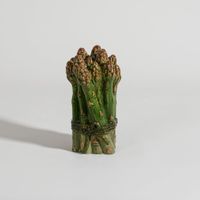figura de manojo de esparragos de loza verde y rosa 17 cm