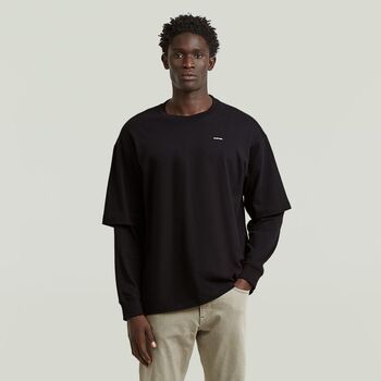G-Star Raw Tops y Camisetas D28600-E385 DOUBLE SLEEVE LOOSE R T-6484 BLACK para hombre