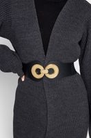 cinturon elastico negro hebilla doble disco dorado