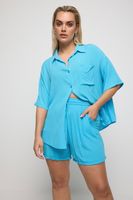 limited collection camisa rugosa azul mujer curvy y tallas grandes limited collection