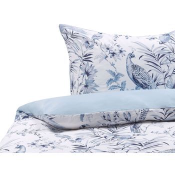Conjunto De Fundas Y Almohada Algodón Blanco Y Azul Estampado Floral 135 X 200 Cm Dormitorio Moderno Estilo Boho Ballard