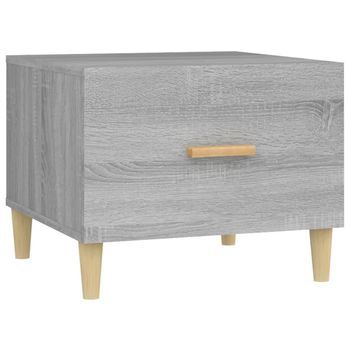 Mesa De Centro 50x50x40 Cm Madera Trabajada Y Madera Maciza De Eucalipto - Gris