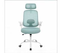 silla de oficina 63x47 cm - respaldo alto ergonomica acolchada para ordenador y conferencias - azul