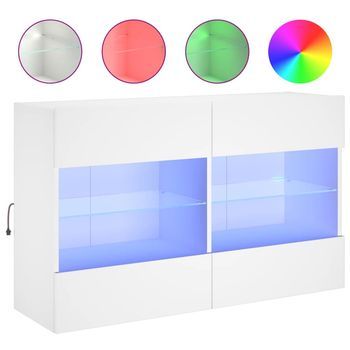 Mueble De Tv De Pared Con Luces Led Blanco 98,5x30x60,5 Cm Vidaxl