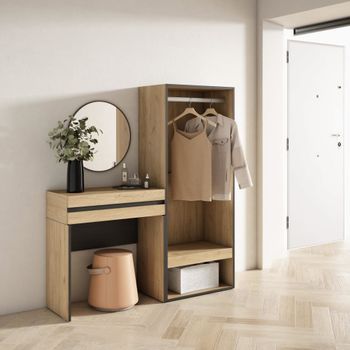 Consola entrada efecto madera roble 130x35x145cm