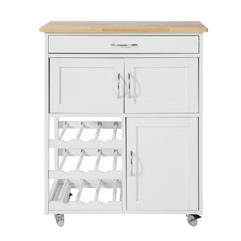 Carrito de cocina con 3 puertas y 1 cajón madera blanco