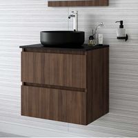 mueble de bano 60 cm oron 2 cajones nogal t-bath incluye lavabo