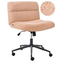 silla de escritorio para oficina en casa tapizada en boucle sin reposabrazos asiento neumatico base giratoria inclinable rosa melocoton catlin