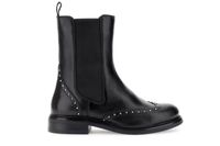 botines de piel con elastico y tachuelas black 37
