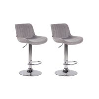 set de 2 taburetes de bar regulable en terciopelo gris