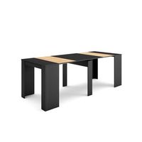 mesa consola extensible mesa comedor plegable 220 para 10 comensales comedor y cocina estilo moderno negro y roble
