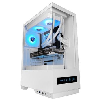 Mars Gaming Mc-pulsar Caja Gaming Atx Pantalla Lcd Doble Cristal Templado Frontal Y Lateral Blanco
