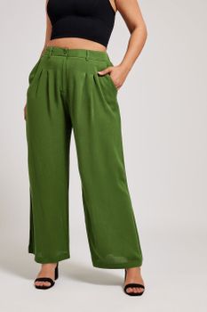 Yours London Pantalón Sastre Verde, Mujer Curvy Y Tallas Grandes, Yours London