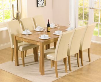 Oxford 150cm Solid Oak Dining Set with Albany Cream Chairs - Oak, 6 Chairs